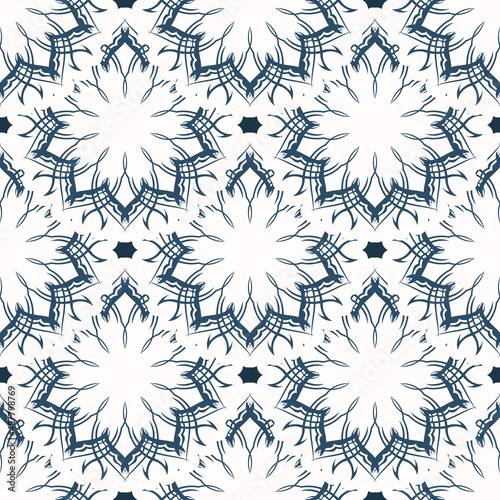 Endless background with monograms. Background with white and blue color. Good for prints. Veil illustration.