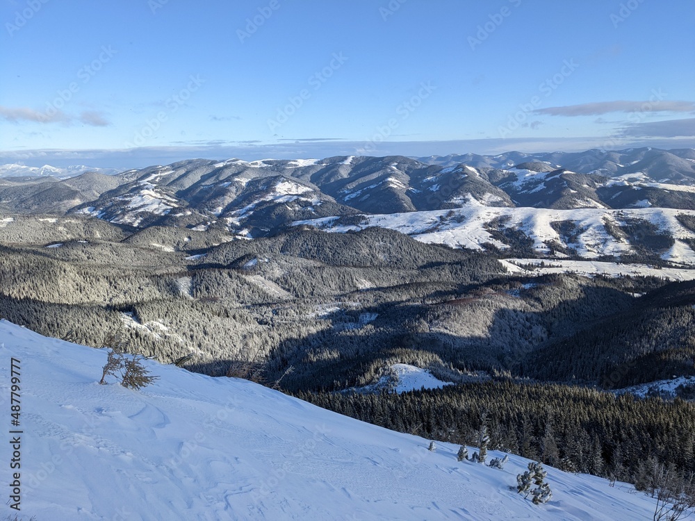 Fantastic winter landscape in snowy mountains. Carpathians mountain, Ukraine, Europe