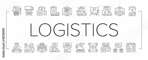 Logistics Business Collection Icons Set Vector Illustration .