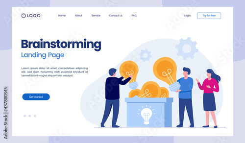 finding idea and brainstorming concept, bulb light idea, flat vector illustration for banner landing page