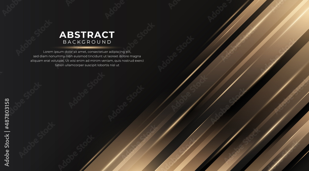 Abstract luxury black background with shining golden lines design. Luxury modern concept with glitter effect on dark background for business brochure, cover, book, poster. Vector Illustration