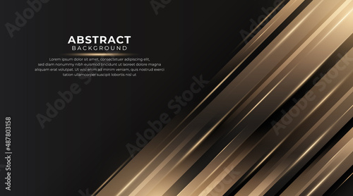 Abstract luxury black background with shining golden lines design. Luxury modern concept with glitter effect on dark background for business brochure, cover, book, poster. Vector Illustration