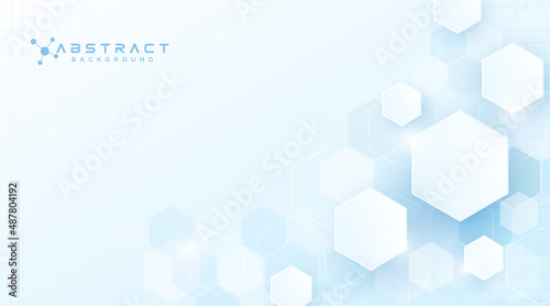 Medical background design. Geometric abstract background with hexagons. Soft blue color. Science concept, Medical,Technology. Futuristic minimalism. Can be used for poster, cover, banner, brochure