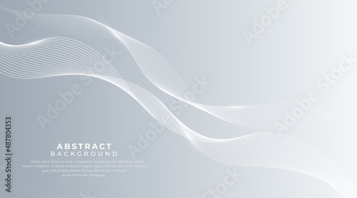 Silver light gradient background with Elegant abstract vector white waves lines. Modern simple design with blank space for text. Use for advertising, presentation, posters, flyer, cover, banner.