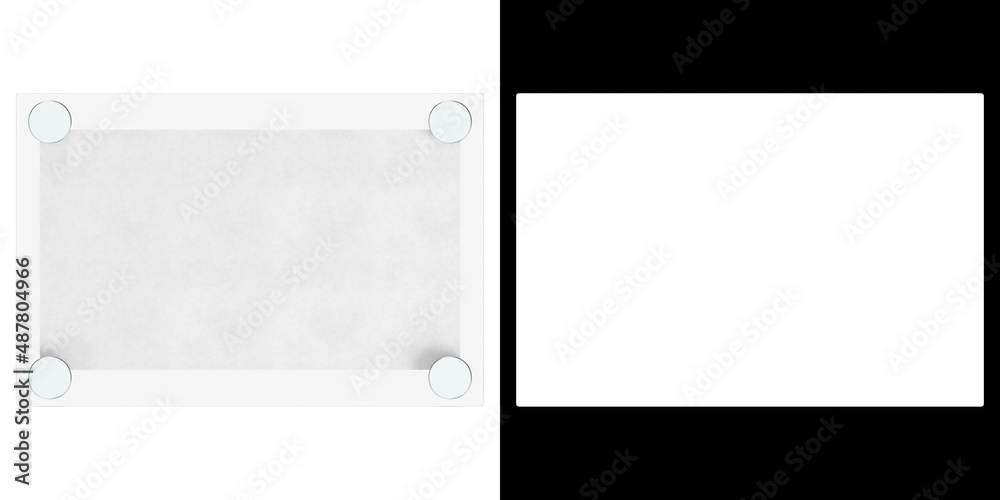 3D rendering illustration of a wall mounted glass plate mockup 3D rendering illustration of a wall mounted glass plate mockup