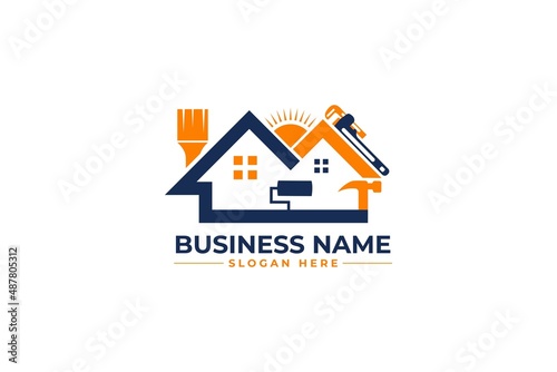 home repair, roofing, remodeling, handyman, home renovation, decor logo