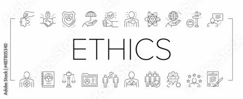 Business Ethics Moral Collection Icons Set Vector .