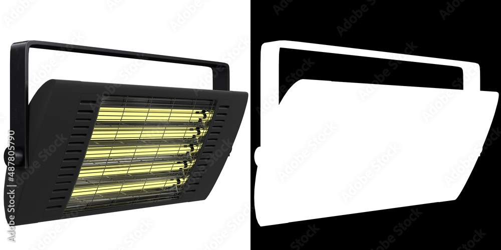 3D rendering illustration of a wall mounted halogen heater Stock