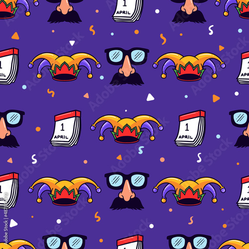 april fools day skull seamless pattern