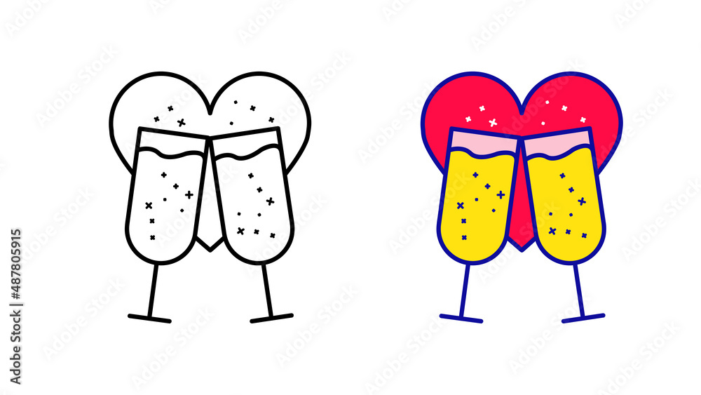 Modern goblet and heart icon set. Drinking glass icon from modern wedding icons. Linear and colored icon ready template. Download the simple linear wedding-honeymoon vector. white background. Modern goblet and heart icon set. Drinking glass icon from modern wedding icons. Linear and colored icon ready template. Download the simple linear wedding-honeymoon vector. white background.