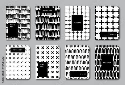 Set of cover page templates with hand drawn pattern