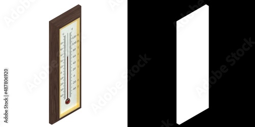 3D rendering illustration of a wall thermometer photo