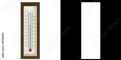 3D rendering illustration of a wall thermometer photo