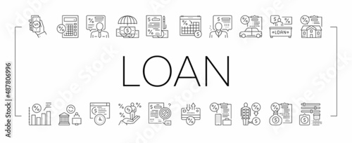 Loan Financial Credit Collection Icons Set Vector .