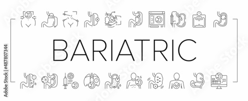 Bariatric Surgery Collection Icons Set Vector .