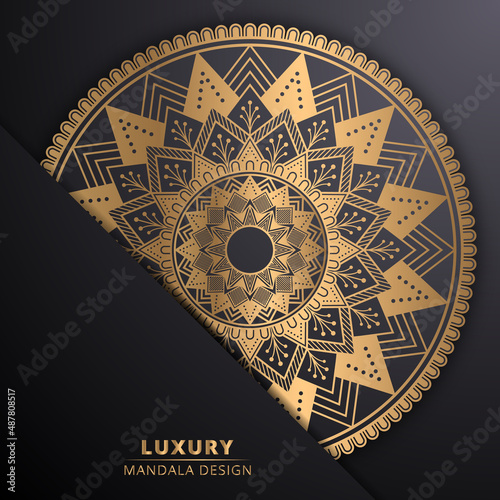 Luxury circular mandala design background pattern design with golden decoration vector template