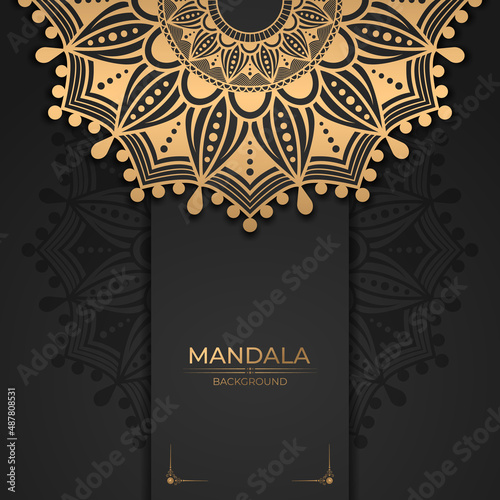 Luxury circular mandala design background pattern design with golden decoration vector template