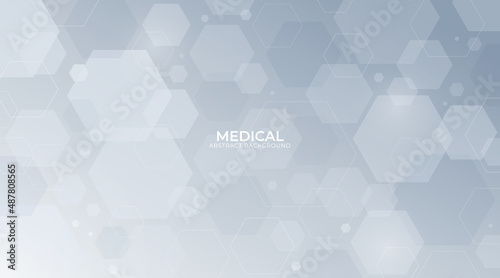 Abstract white and grey gradient medical vector background trendy. Science style hexagon geometric design. Simple technology texture. Bright vector wallpaper. Vector illustration