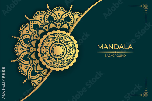 Luxury circular mandala design background pattern design with golden decoration vector template