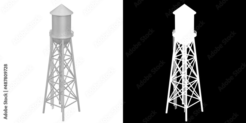 3D rendering illustration of a water tower 3D rendering illustration of a water tower