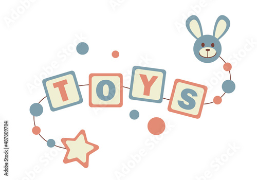 Kids toy blocks with letters isolated on a white background. Vector illustration.