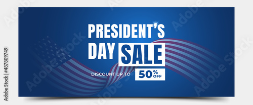 President's day sale horizontal banner design.
