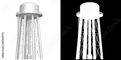 3D rendering illustration of a water tower