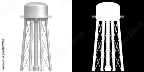 3D rendering illustration of a water tower photo