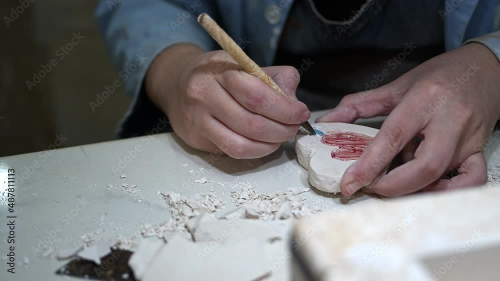 Working in a Ceramic Workshop Close up detail Working in a Ceramic Workshop Close up detail