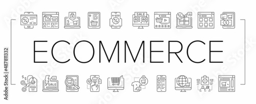 Ecommerce And Online Shopping Icons Set Vector .