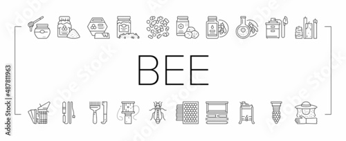 Beekeeping Profession Occupation Icons Set Vector .