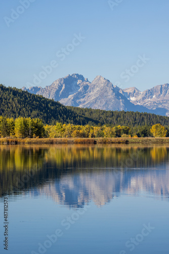 Scenic Landscape Reflection in Grand Teton National Park Wyoming in Autumn © natureguy