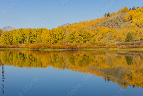 Fototapeta Naklejka Na Ścianę i Meble -  Scenic Landscape Reflection in Grand Teton National Park Wyoming in Autumn