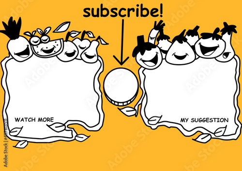 Doodle Cartoon Fruits and Vegetables for Children End Screen. End screens are a tool which can help extend watch time on your channel by directing viewers to something next at the end of your videos. 