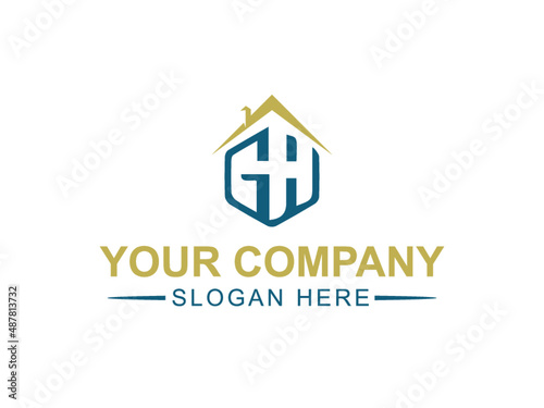 Initial letter g h logo design vector and template
