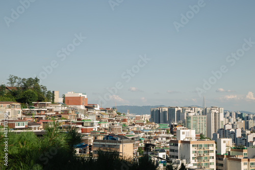 Panoramic view of Seongbuk-gu city from Naksan Park in Seoul  Korea