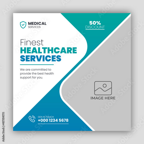 Medical healthcare square flyer social media post web promotion banner template