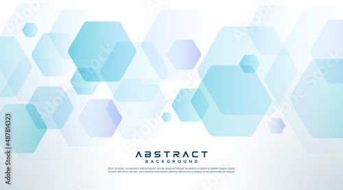 Abstract light blue purple and white gradient hexagon pattern element background. Overlapping geometry design. Modern simple style hexagon graphic concept. Vector illustration photo