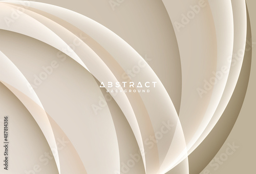Abstract soft cream color curvy style background. Modern bright graphic template design. Transparent surface. Suit for cover, poster, banner, brochure, ad. Vector illustration