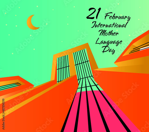 21 February design for International Mother Language Day. Modern and colourful design of Shaheed Minar, the national martyr's monument of Bangladesh. It is also known as Ekushey February in Bengali.