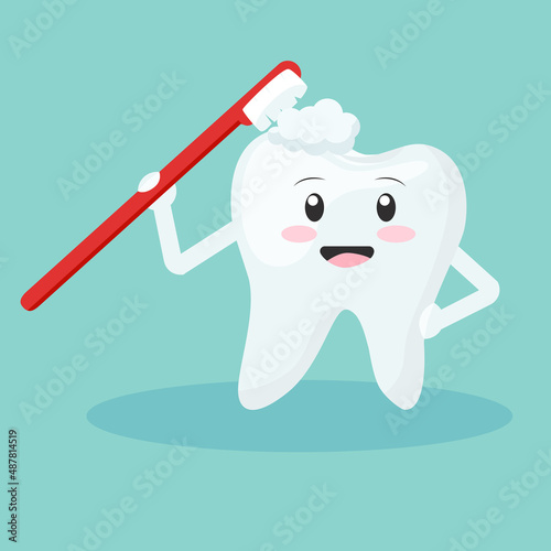 Health tooth cleaning itself with tooth paste and toothbrush