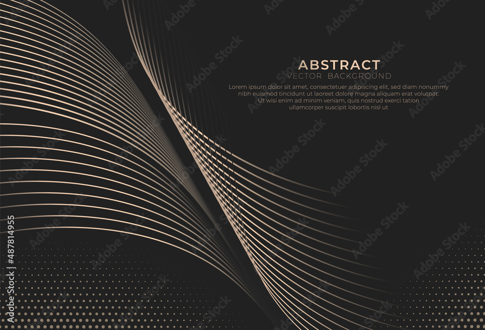 Abstract dark background with gradient wave line. Modern wave linear ...