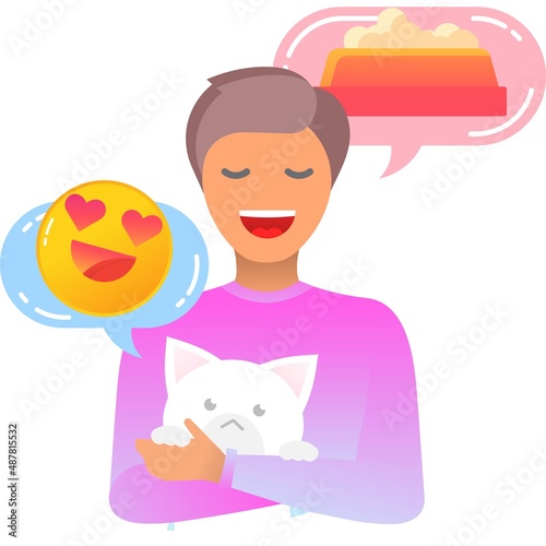 Cat owner or pet sitter portrait vector icon