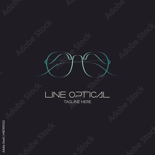 optical eye glass line style monogram logo design template for brand or company and other
