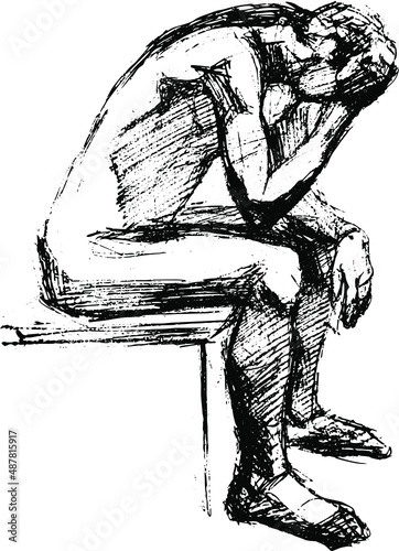 Photography Man's figure sketch. Academic drawing