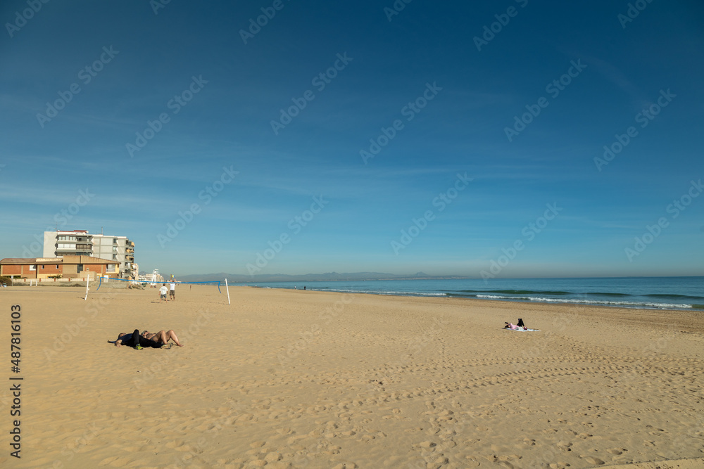 On the beach, Guardamar del Segura, Alicante, Spania - obrazy, fototapety, plakaty 