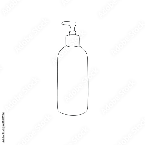 One line tube for soap or stylist. Vector minimalist illustration isolated on white background. 