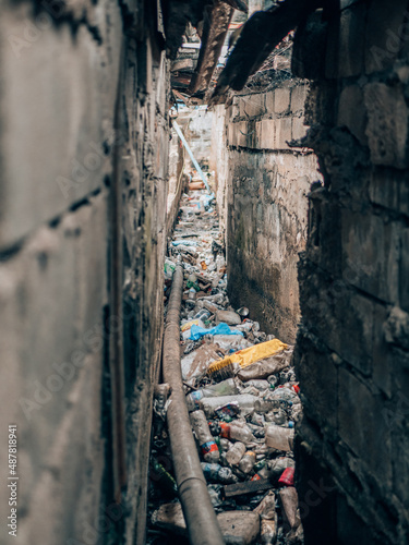 a lot of plastic waste in West Africa, Liberia, Monrovia © SmallWorldProduction