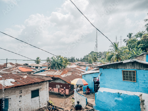 Landscape of a slum at the outskirts of Monrovia, Liberia, Africa photo