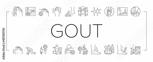 Gout Health Disease Collection Icons Set Vector . photo